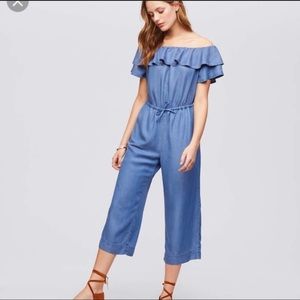 Ann Taylor LOFT Chambray Crop Jumpsuit
